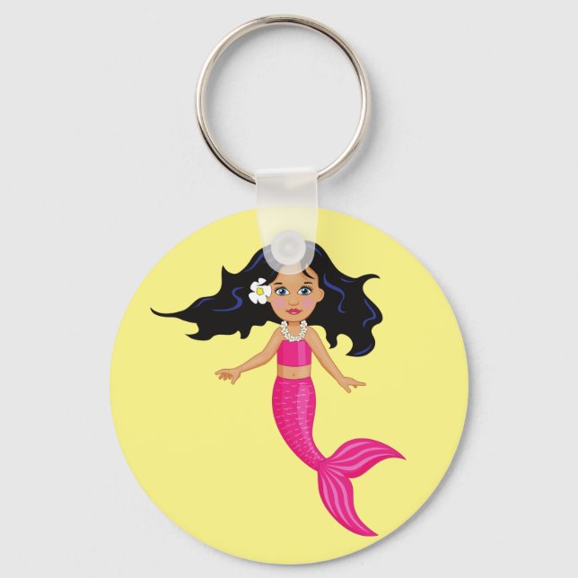 Rosa-Mermaid-Girl Schlüsselanhänger (Vorderseite)