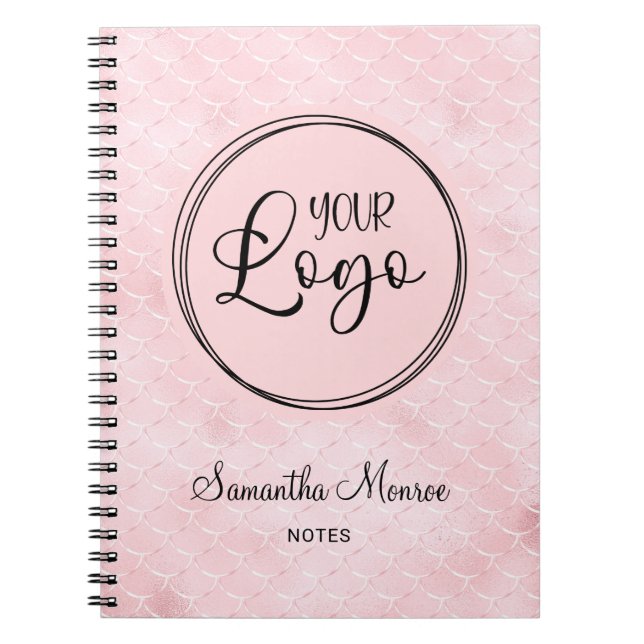 Rosa Mermaid Glam Business Logo Meeting Notizblock (Vorderseite)