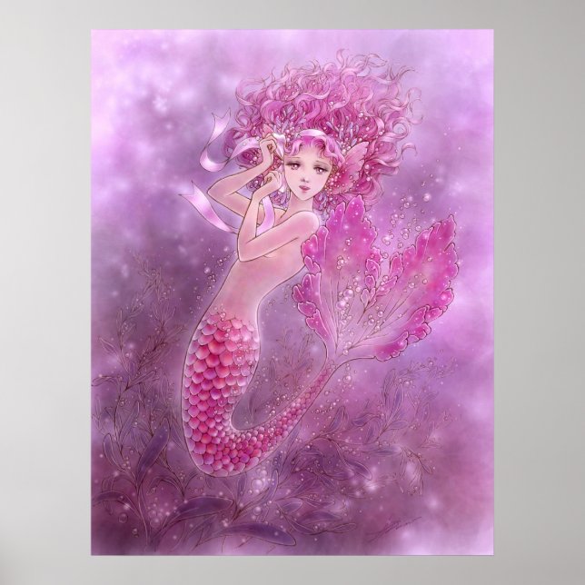 Rosa Mermaid Print Poster (Vorne)