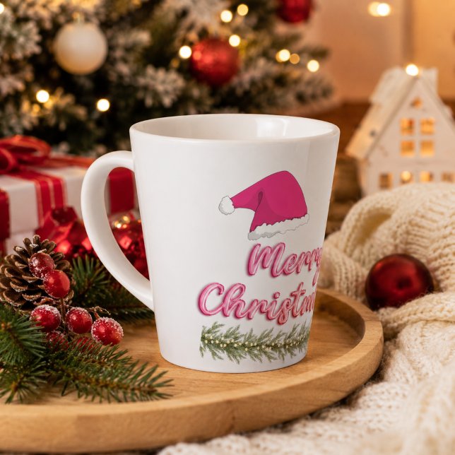 Rosa Merry Christmas Latte Tasse (Von Creator hochgeladen)