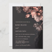 Rosa Metallic 3D Blumen Hochzeits-Einladung