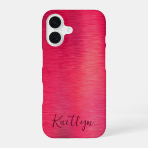 Rosa Metallic-Schimmer-Schrift personalisiert iPhone 16 Hülle