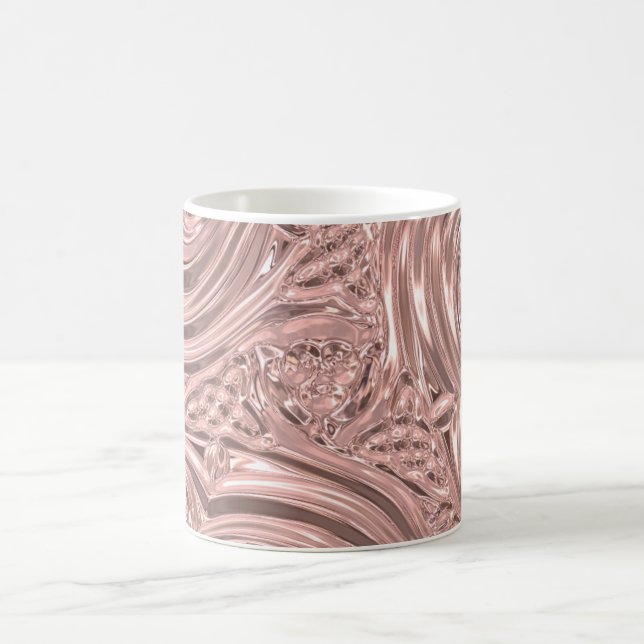 Rosa metallische Gravur sieht elegant viktorianisc Kaffeetasse (Mittel)