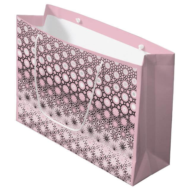 rosa Metamorphose-Design Große Geschenktüte (Vorderseite Schrägansicht)