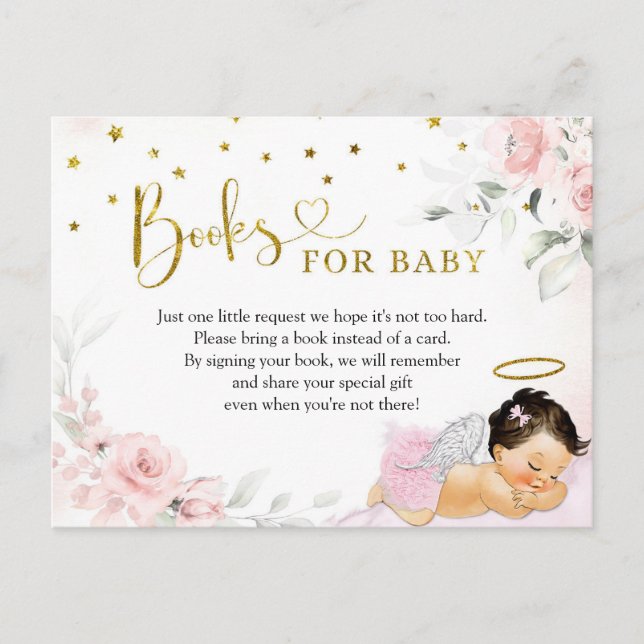 Rosa mexikanische Angel Baby Heaven Sent Books for Einladungspostkarte (Vorderseite)