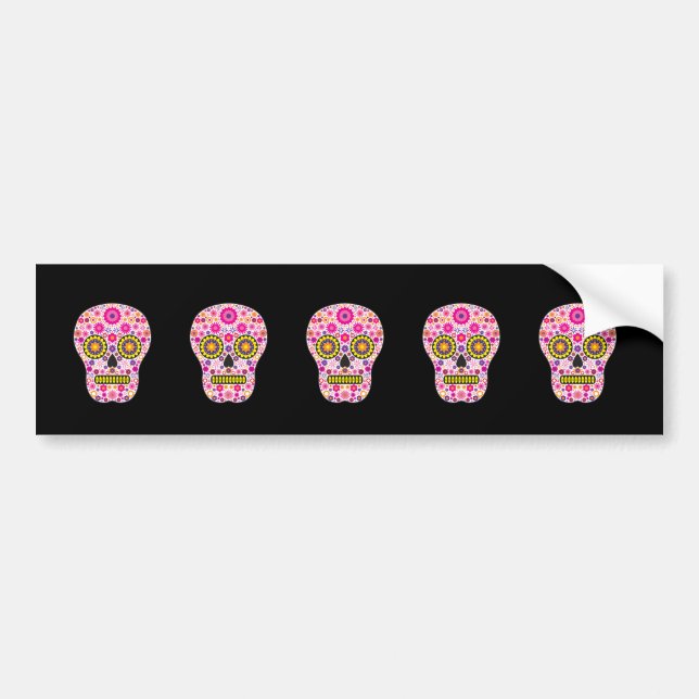 Rosa mexikanischer Zuckerschädel Autoaufkleber (Vorne)