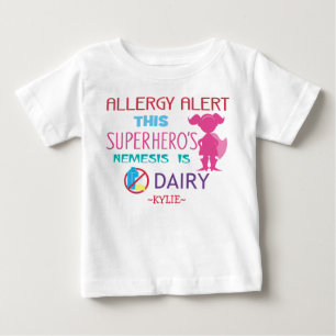 Rosa Milchallergie-Alarm Superheldinnen Baby T-shirt