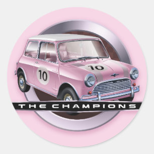 Rosa Mini Coopers S Runder Aufkleber