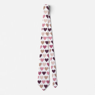 Rosa Mini-Herzen und Pflaumen-Romantik-Motiv Krawatte