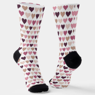 Rosa Mini-Herzen und Pflaumen-Romantik-Motiv Socken