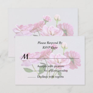 Rosa Miniatur-Rose Hochzeitsmaterial RSVP Karte