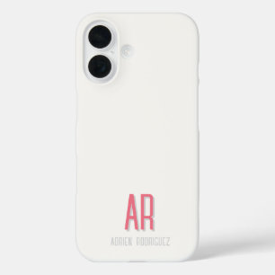 Rosa-minimales Monogramm-Initial-iPhone-16-Case iPhone 16 Hülle