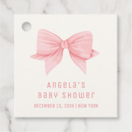 Rosa Minimalistisch Bow Krawatte Babydusche Geschenkanhänger