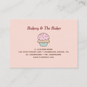 Rosa Minimalistisch & elegante Bäckerei Visitenkarte