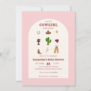 Rosa Minimalistisch Rodeo Cowgirl Foto Babydusche Einladung