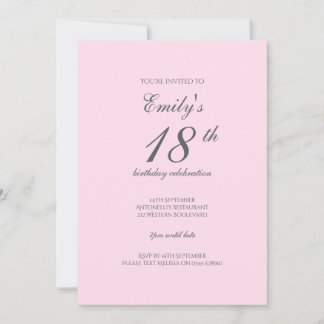 Rosa minimalistische 18. Geburtstagsfeier-Einladun Einladung