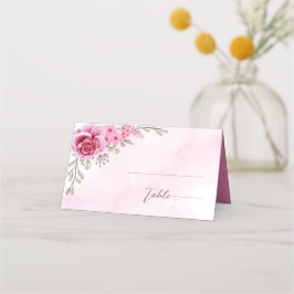 Rosa Minimalistische Blumenhochzeit Platzkarte