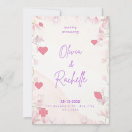Rosa minimalistische glückliche Hochzeits-Einladun Einladung
