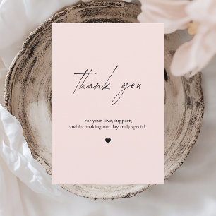 Rosa Minimalistische Hochzeits-Dankeskarten  Dankeskarte