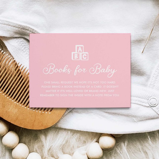 Rosa Minimalistische moderne Bücher für die Kinder Begleitkarte (Minimal modern girl books for baby card)