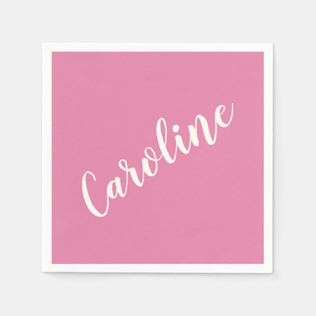 Rosa Minimalistische Typografie Personalisierte Be Serviette (Vorderseite)