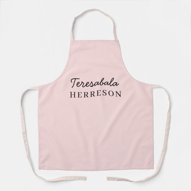 Rosa minimalistischer femininer Monogramm Schürze (Vorderseite)