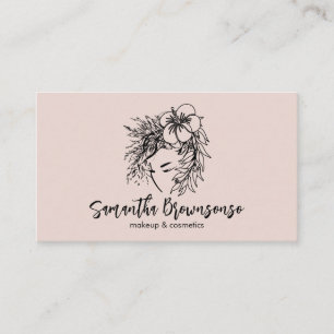 Rosa minimalistischer floraler Hairstyling-Make-up Visitenkarte