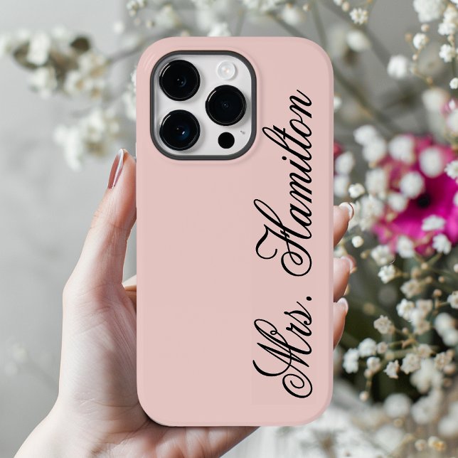 Rosa Minimalistischer Individuelle Name Telefonzel Case-Mate iPhone 14 Pro Hülle (pink minimalist phone case, personalized phone case, custom name phone case, teacher gift phone case)