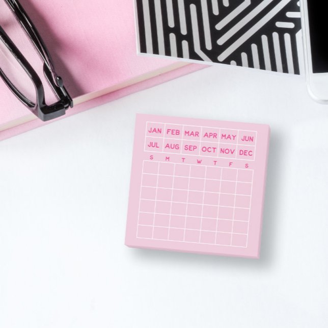 Rosa Minimalistischer Monatsplaner Mini-Kalender Post-it Klebezettel (Von Creator hochgeladen)