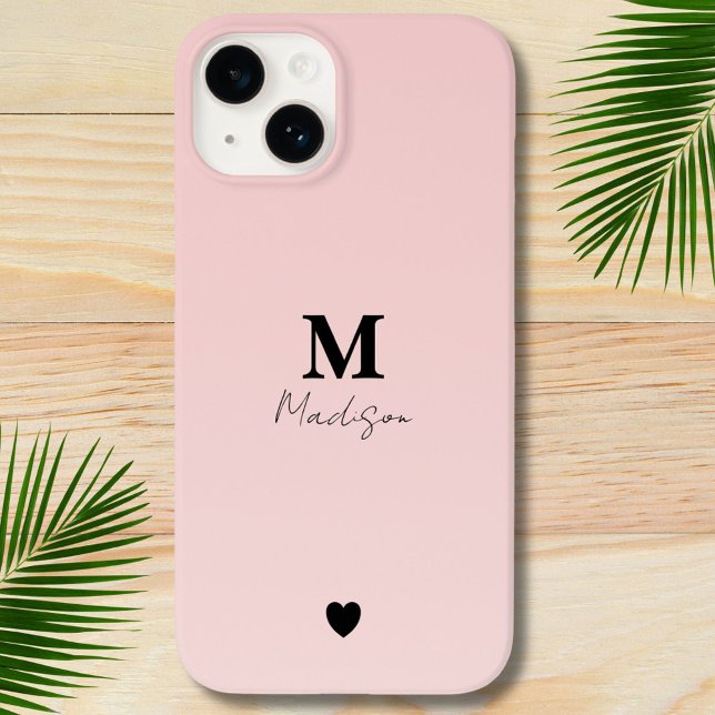 Rosa Minimalistischer Monogrammname Case-Mate iPhone 14 Hülle (Von Creator hochgeladen)