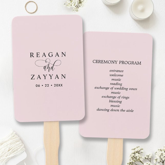 Rosa Minimalistisches Hochzeitsprogramm Fächer (Von Creator hochgeladen)