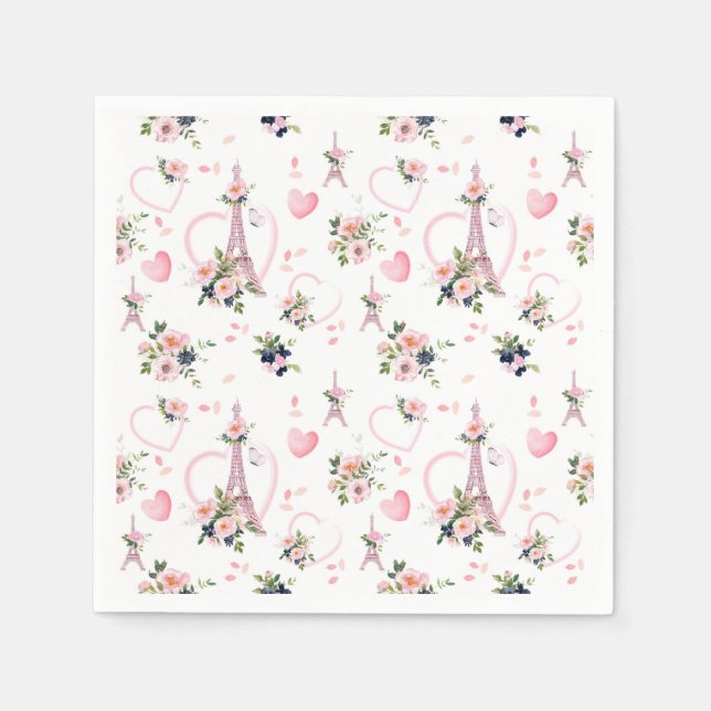 Rosa Minimalistisches Pariser Party Napkins Serviette (Vorderseite)