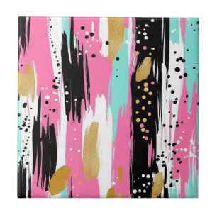 Rosa Mint Gold Luxus Abstract Fliese