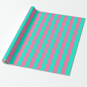 Rosa Mint Grün Streifen Design Geschenkpapier