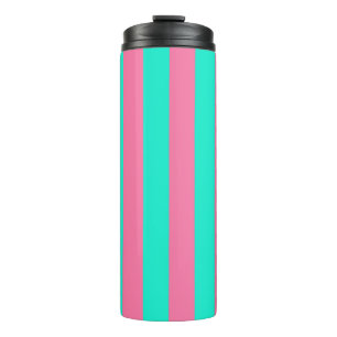 Rosa Mint Grün Streifen Design Thermosbecher