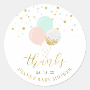 Rosa, Mint- und Goldballons als Babyparty-Mitgebse Runder Aufkleber