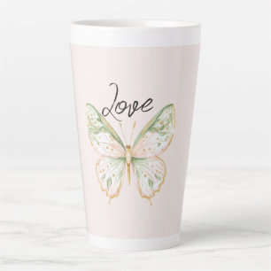 Rosa Mintgrün Gold Schmetterling  Milchtasse