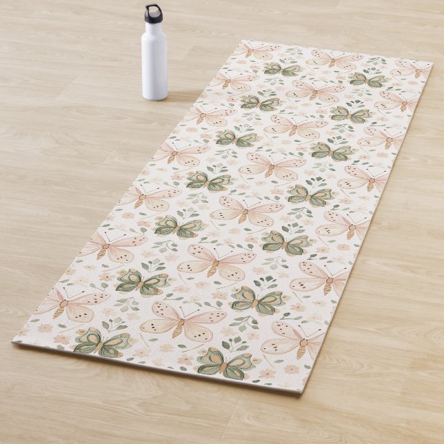 Rosa Mintgrüne Schmetterlinge  Yogamatte (Beispiel)