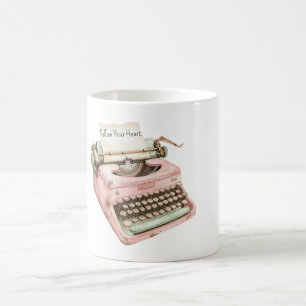 Rosa Minz-Schreibmaschine Folge deinem Herzen Kaffeetasse
