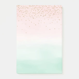 Rosa Minze Gold Confetti Ombre Post-it Klebezettel