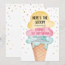 Rosa Minze Ice Creme Cone Confetti Geburtstag Einl