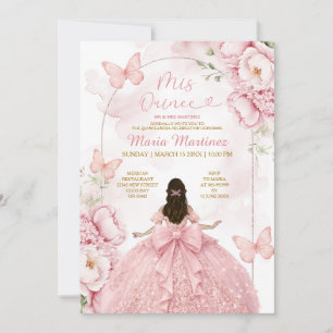 Rosa Mis Quince Einladung mit Prinzessin Mädchen