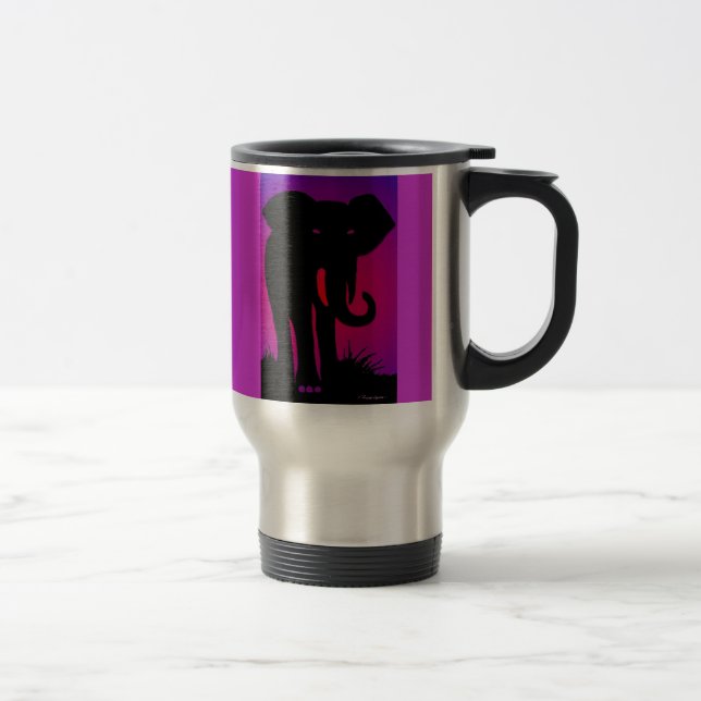 Rosa mit Augen Elefant-rostfreier Stahl-Tasse Reisebecher (Rechts)