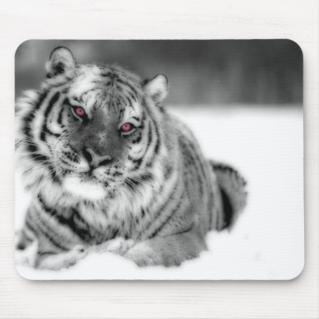 Rosa Mit Augen Tiger Mousepad (Vorne)