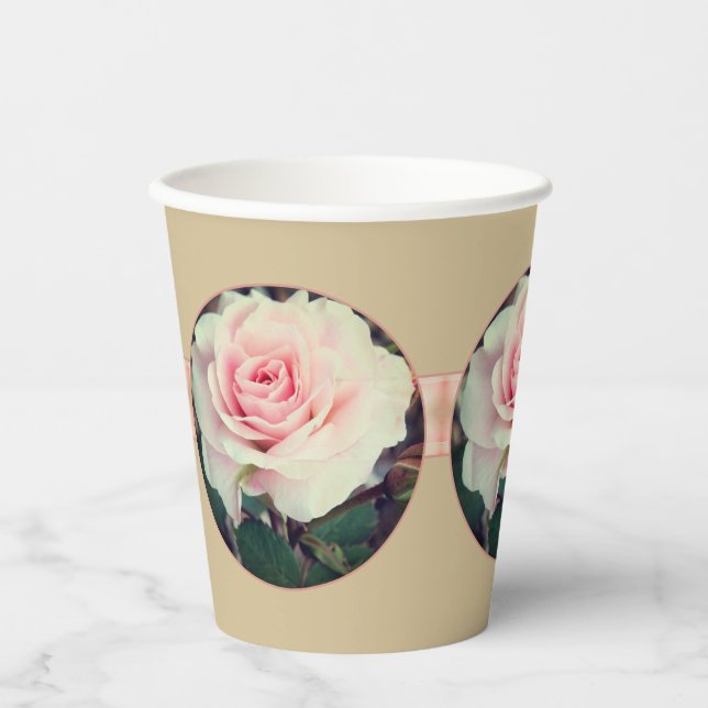 Rosa mit Beige Pappbecher (Vorderseite)
