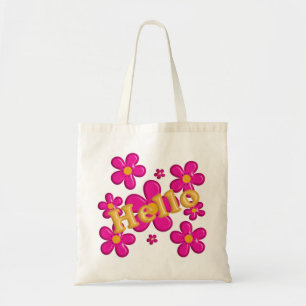 Rosa mit Blumenelement. Hallo Tragetasche