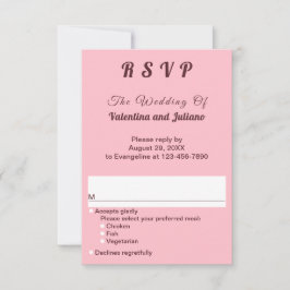 Rosa mit dunkelburgunderrotem Text Hochzeitsportra RSVP Karte
