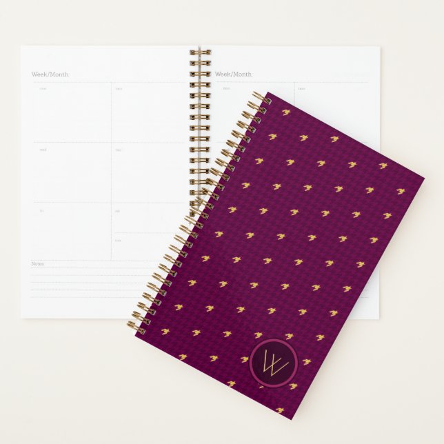 Rosa mit Gold Accent Hahnentrittmuster Planner Planer (Anzeige)