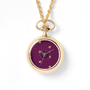 Rosa mit Gold Accent Hahnentrittmuster Watch Armbanduhr