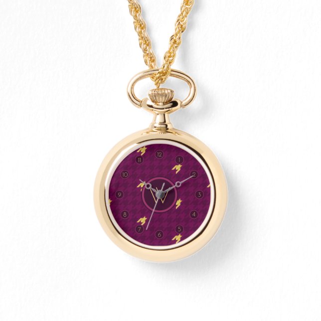 Rosa mit Gold Accent Hahnentrittmuster Watch Armbanduhr (Vorderseite)